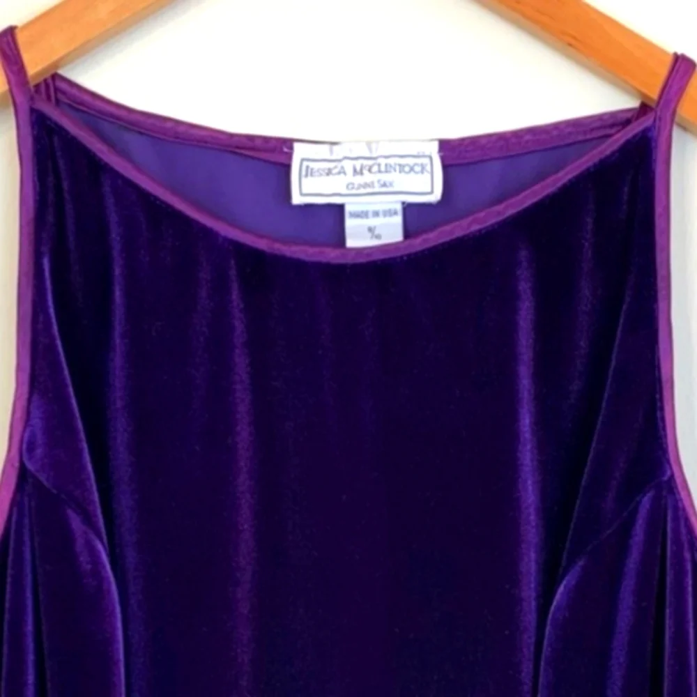 💜 Luxe Vtg 90's Jessica McClintock Gunne Sax Royal Purple Cocktail Dress - 9/10 - Picture 8 of 16